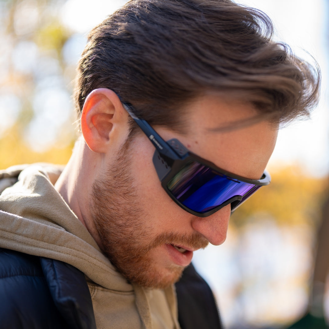 Smoke with Icy Blue Mirror HD Polarized - Adventure Sports Sunglasses for Hiking, Fishing, Boating, Cycling and Golfing