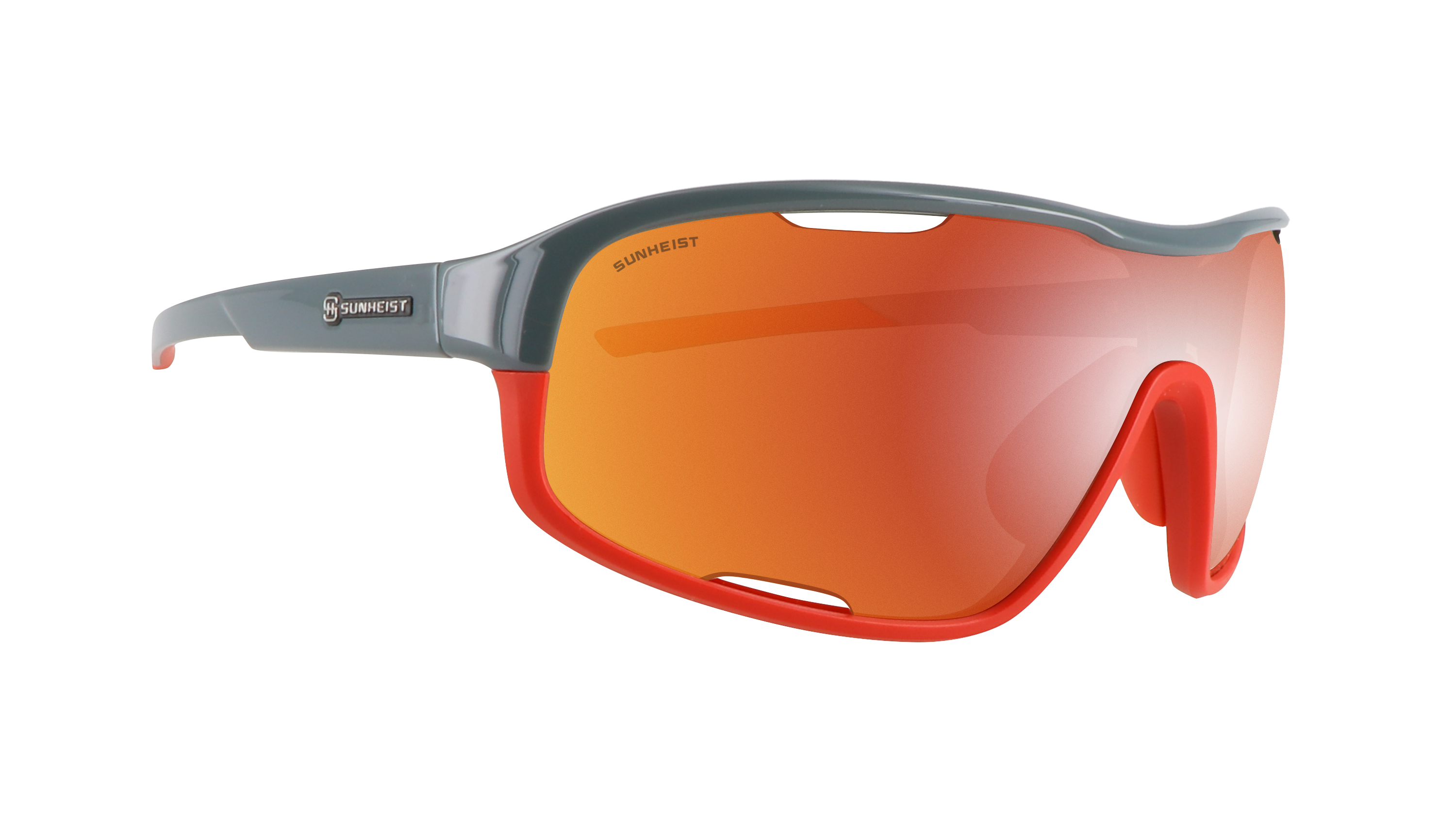 Gloss Gray and Matte Red Pine / Smoke with Red Mirror